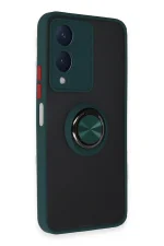 Newface Vivo Y17S Kılıf Montreal Yüzüklü Silikon Kapak - Yeşil - Görsel 2