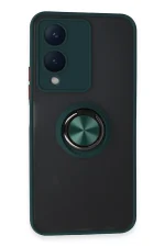 Newface Vivo Y17S Kılıf Montreal Yüzüklü Silikon Kapak - Yeşil