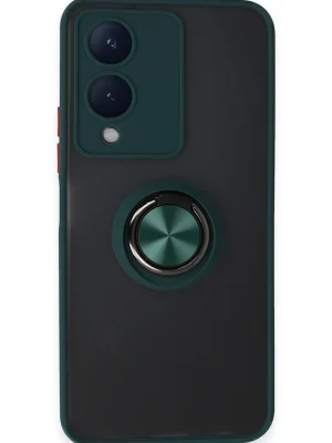 Newface Vivo Y17S Kılıf Montreal Yüzüklü Silikon Kapak - Yeşil
