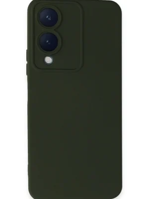 Newface Vivo Y17S Kılıf Nano içi Kadife Silikon - Koyu Yeşil