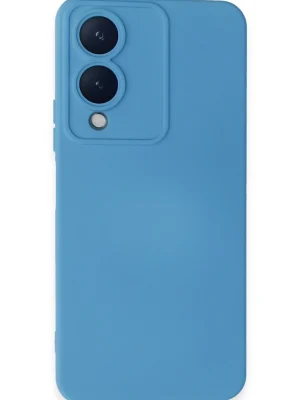 Newface Vivo Y17S Kılıf Nano içi Kadife Silikon - Mavi