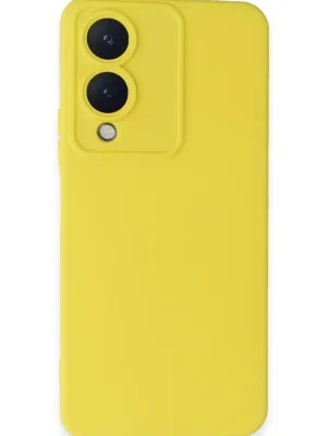 Newface Vivo Y17S Kılıf Nano içi Kadife Silikon - Sarı