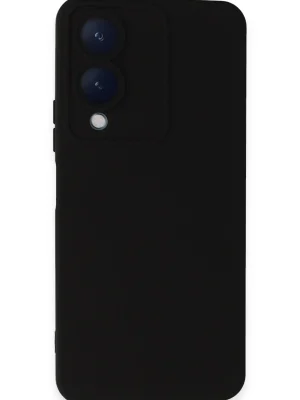 Newface Vivo Y17S Kılıf Nano içi Kadife Silikon - Siyah