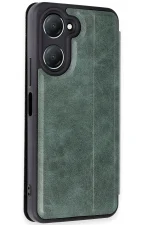 Newface Vivo Y18 Kılıf Flip Cover - Koyu Yeşil - Görsel 2