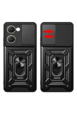 Newface Vivo Y18 Kılıf Pars Lens Yüzüklü Silikon - Siyah - Görsel 2