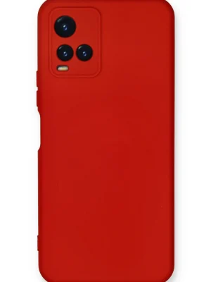 Newface Vivo Y21S Kılıf Nano içi Kadife Silikon - Kırmızı