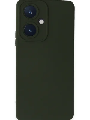 Newface Vivo Y27 Kılıf Nano içi Kadife Silikon - Koyu Yeşil