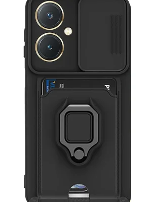 Newface Vivo Y27 Kılıf Zuma Kartvizitli Yüzüklü Silikon - Siyah