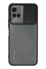 Newface Vivo Y33S Kılıf Palm Buzlu Kamera Sürgülü Silikon - Siyah