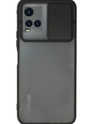 Newface Vivo Y33S Kılıf Palm Buzlu Kamera Sürgülü Silikon - Siyah