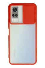 Newface Vivo Y53S Kılıf Palm Buzlu Kamera Sürgülü Silikon - Kırmızı