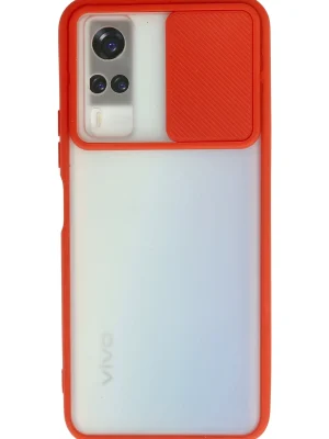 Newface Vivo Y53S Kılıf Palm Buzlu Kamera Sürgülü Silikon - Kırmızı