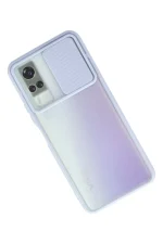 Newface Vivo Y53S Kılıf Palm Buzlu Kamera Sürgülü Silikon - Lila - Görsel 2