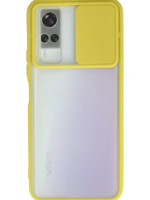 Newface Vivo Y53S Kılıf Palm Buzlu Kamera Sürgülü Silikon - Sarı