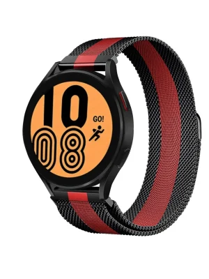 Newface Watch 20mm Metal Mıknatıslı Kordon - Siyah-Kırmızı