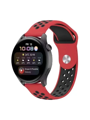 Newface Watch 20mm Spor Delikli Kordon - Kırmızı-Siyah