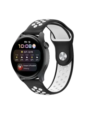 Newface Watch 20mm Spor Delikli Kordon - Siyah-Beyaz