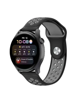 Newface Watch 20mm Spor Delikli Kordon - Siyah-Gri