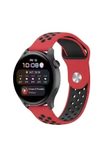 Newface Watch 22mm Spor Delikli Kordon - Kırmızı-Siyah