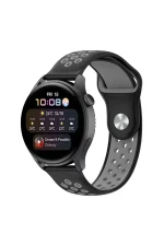 Newface Watch 22mm Spor Delikli Kordon - Siyah-Gri