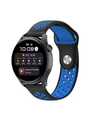 Newface Watch 22mm Spor Delikli Kordon - Siyah-Mavi