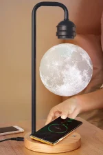 Newface XF02 Ay Görünümlü Kablosuz Şarj Özellikli Gece Lambası - Siyah - Görsel 3