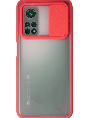 Newface Xiaomi Mi 10T Kılıf Palm Buzlu Kamera Sürgülü Silikon - Kırmızı