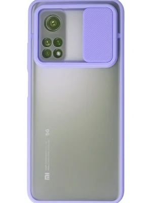 Newface Xiaomi Mi 10T Kılıf Palm Buzlu Kamera Sürgülü Silikon - Lila