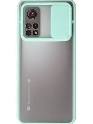 Newface Xiaomi Mi 10T Kılıf Palm Buzlu Kamera Sürgülü Silikon - Turkuaz