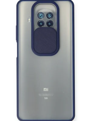 Newface Xiaomi Mi 10T Lite Kılıf Palm Buzlu Kamera Sürgülü Silikon - Lacivert