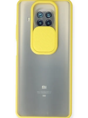 Newface Xiaomi Mi 10T Lite Kılıf Palm Buzlu Kamera Sürgülü Silikon - Sarı