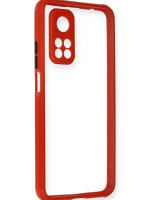 Newface Xiaomi Mi 10T Pro Kılıf Miami Şeffaf Silikon - Kırmızı