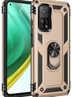 Newface Xiaomi Mi 10T Pro Kılıf Sofya Yüzüklü Silikon Kapak - Gold