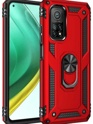 Newface Xiaomi Mi 10T Pro Kılıf Sofya Yüzüklü Silikon Kapak - Kırmızı