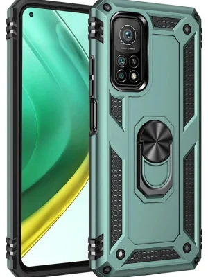 Newface Xiaomi Mi 10T Pro Kılıf Sofya Yüzüklü Silikon Kapak - Yeşil