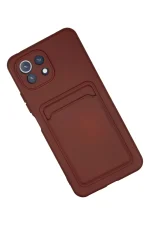 Newface Xiaomi Mİ 11 Lite Kılıf Kelvin Kartvizitli Silikon - Bordo - Görsel 2