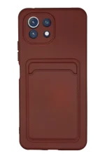 Newface Xiaomi Mİ 11 Lite Kılıf Kelvin Kartvizitli Silikon - Bordo