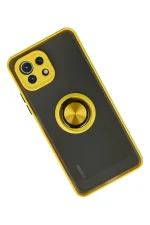 Newface Xiaomi Mİ 11 Lite Kılıf Montreal Yüzüklü Silikon Kapak - Sarı - Görsel 2