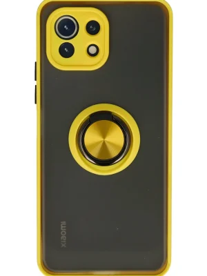 Newface Xiaomi Mİ 11 Lite Kılıf Montreal Yüzüklü Silikon Kapak - Sarı