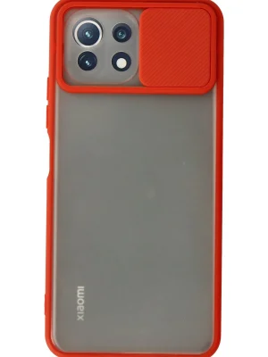 Newface Xiaomi Mİ 11 Lite Kılıf Palm Buzlu Kamera Sürgülü Silikon - Kırmızı