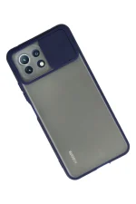 Newface Xiaomi Mİ 11 Lite Kılıf Palm Buzlu Kamera Sürgülü Silikon - Lacivert - Görsel 2
