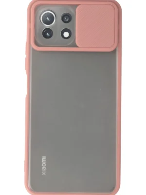 Newface Xiaomi Mİ 11 Lite Kılıf Palm Buzlu Kamera Sürgülü Silikon - Pembe