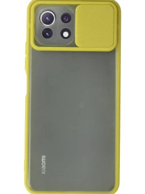 Newface Xiaomi Mİ 11 Lite Kılıf Palm Buzlu Kamera Sürgülü Silikon - Sarı