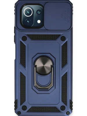 Newface Xiaomi Mİ 11 Lite Kılıf Pars Lens Yüzüklü Silikon - Lacivert