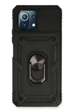 Newface Xiaomi Mİ 11 Lite Kılıf Pars Lens Yüzüklü Silikon - Siyah