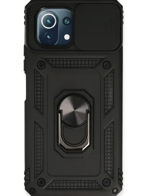 Newface Xiaomi Mİ 11 Lite Kılıf Pars Lens Yüzüklü Silikon - Siyah