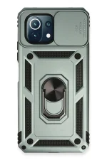 Newface Xiaomi Mİ 11 Lite Kılıf Pars Lens Yüzüklü Silikon - Yeşil