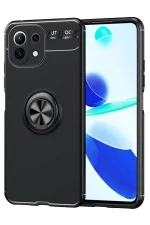 Newface Xiaomi Mİ 11 Lite Kılıf Range Yüzüklü Silikon - Siyah