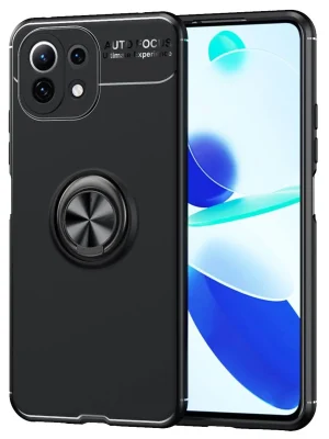 Newface Xiaomi Mİ 11 Lite Kılıf Range Yüzüklü Silikon - Siyah