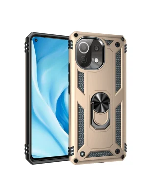 Newface Xiaomi Mİ 11 Lite Kılıf Sofya Yüzüklü Silikon Kapak - Gold